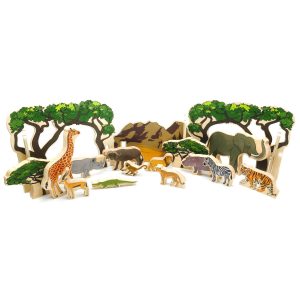Happy architect animals in the wild – educational wooden toys